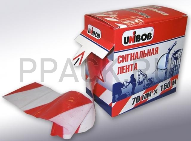 Лента сигнальная Unibob, красно-белая 70мм х 150м