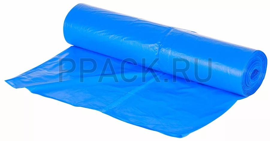 Мешки мусорные 120л, 70х110, 18мкм  синие, (рулон 50 шт)